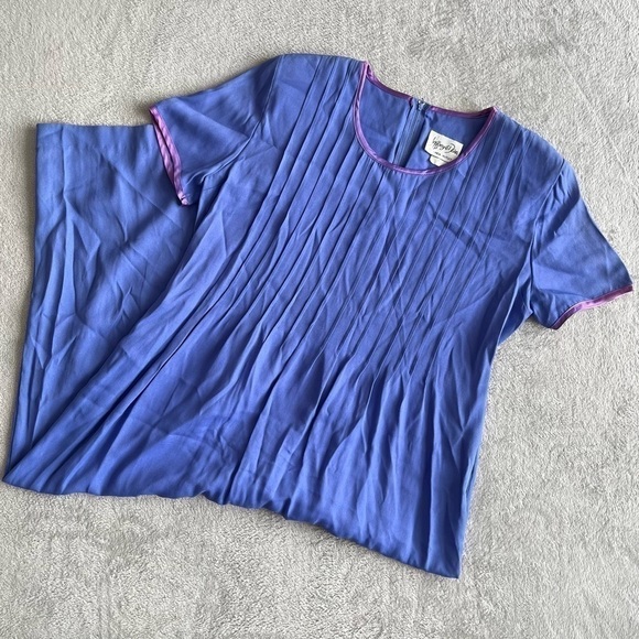 Vintage 90s purple front pleated midi dress size12 - Picture 1 of 12